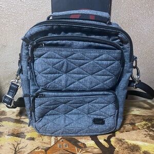 EUC Gray Lug Compass Crossbody Top Handle Tote Bag